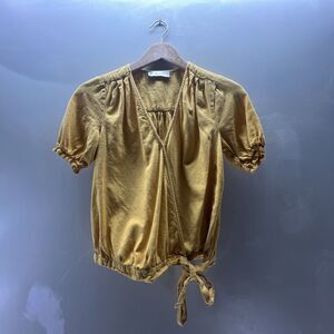 Lucky Brand Wrap Top Women’s Size XS Fall Mustard Blouse